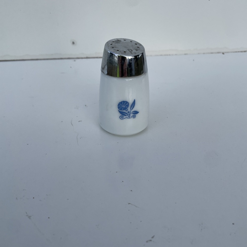 Vintage Dispensers Inc replacement white glass blue flower pepper shaker
